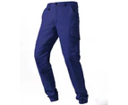 BigBEE Unisex Work Cargo Pants Stretch Cotton Straight Fit Elastic Ankle Cuff - NAVY