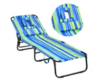 Costway Outdoor Beach Lounge Chair Folding Lounger Recliner Day Bed w/Adjustable Backrest Patio Poolside