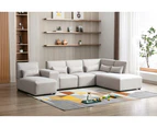 Foret 6 Seater Sofa Modular Corner Lounge Couch Fabric Right Chaise Beige L Shape