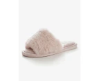 RIVERS - Womens Winter Slippers - Pink Mules - Slip On - Smart Casual Footwear - Matilda - Thick Strap - Open Toe Shoes - Warm Fleece Lined Slides - Pink