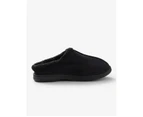 RIVERS - Mens Winter Slippers - Black Mules - Slip On - Smart Casual Footwear - Torrent - Round Toe - Warm Fleece Lined - Moccasins - Cozy Shoes - Black