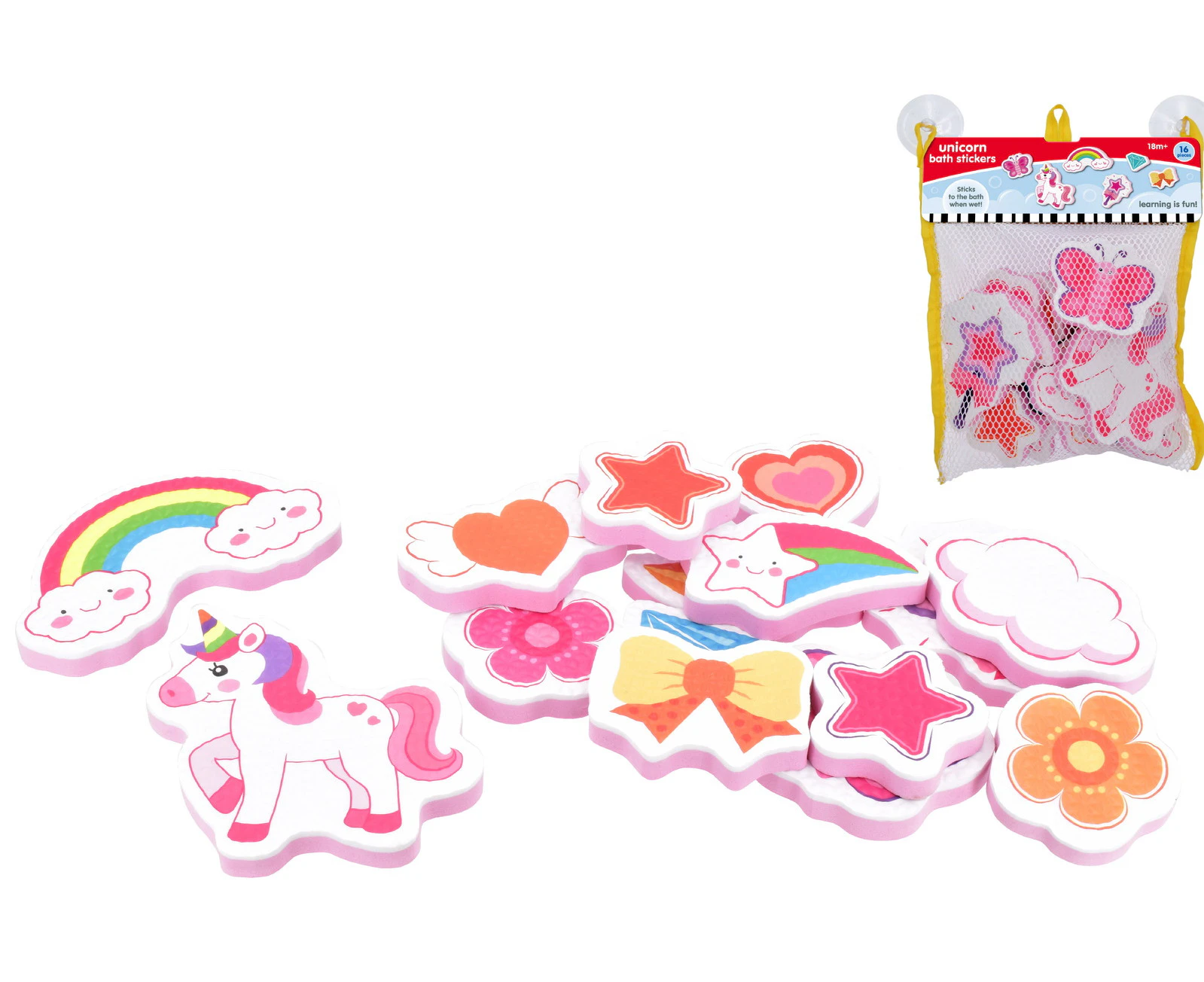 16pc Eva Bath Toys - Unicorn