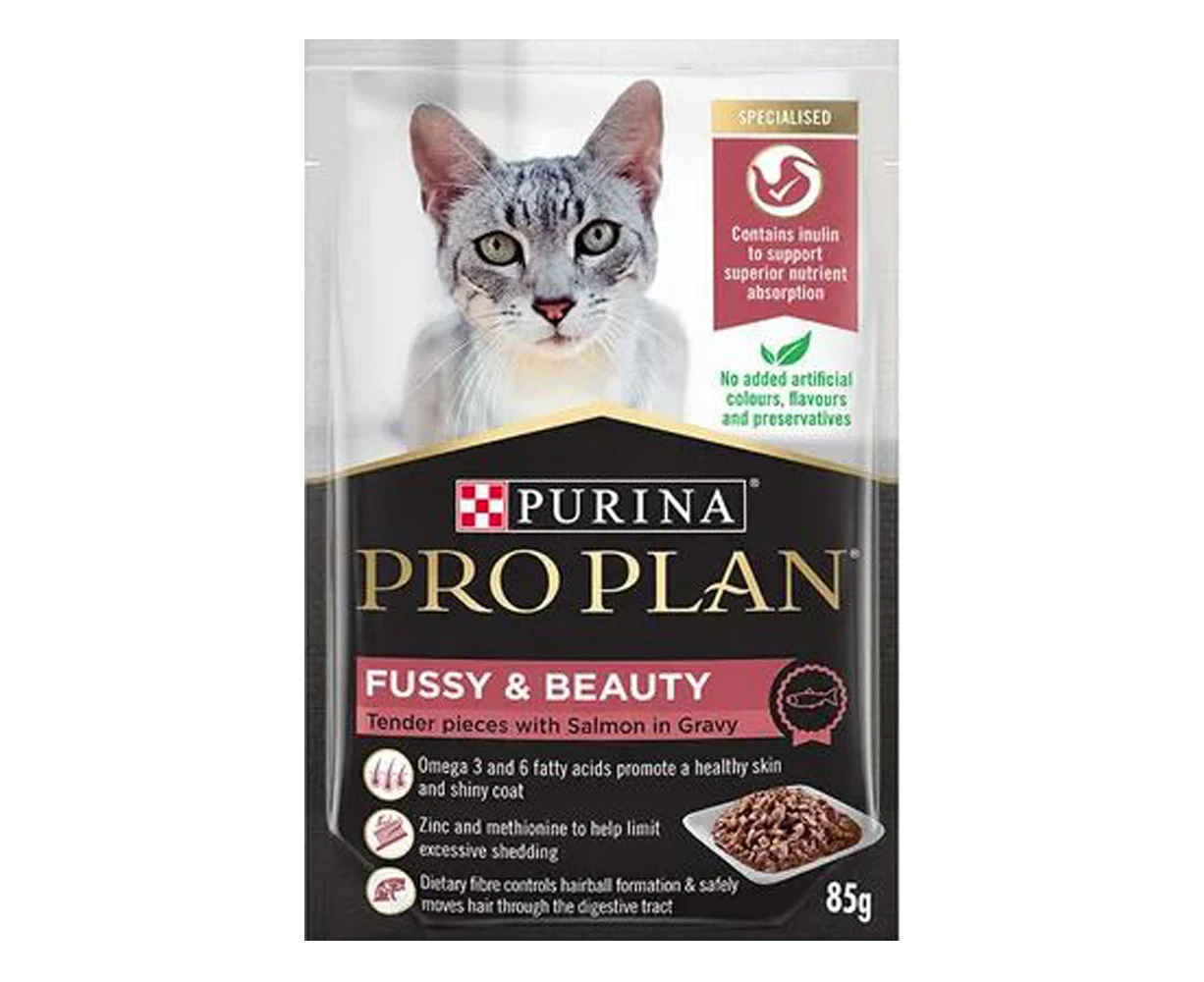 Pro Plan Adult Fussy & Beauty Wet Cat Food Salmon in Gravy 12x 85g