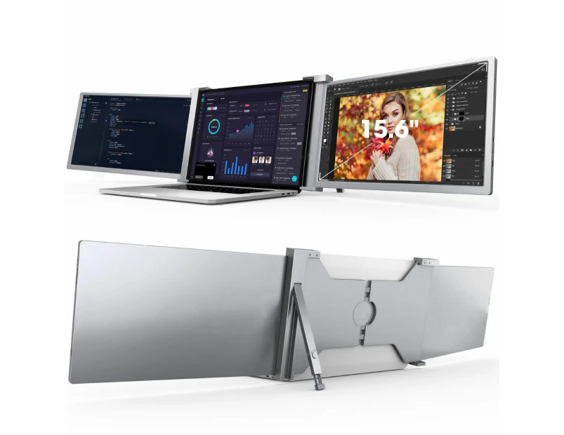 15.6 Inch Trifold Portable Monitor 1080p Ips Fhd Laptop Screen Extender For Laptop Space Grey