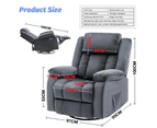 Advwin Recliner Chair 8-Point Heated Massage Chair 360° Swivel Armchair Grey