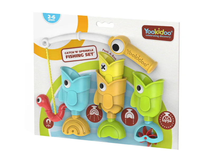 Yookidoo Catch N Sprinkle Fishing Set Kids/Toddler Animal Fish Bath Toy 2-6y
