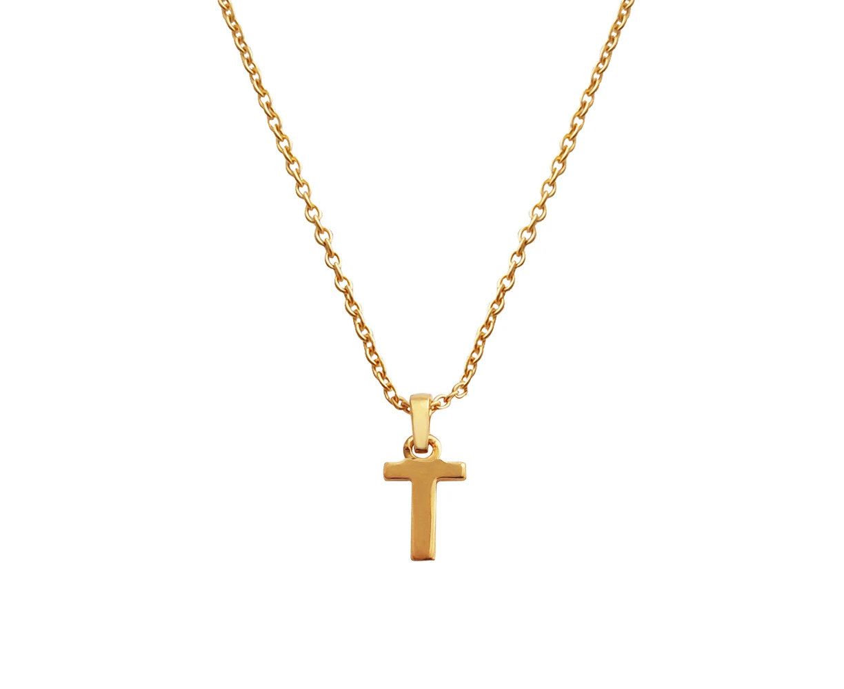 Culturesse 50cm Initial T Pendant 24K Gold Plated Necklace Fashion Jewellery