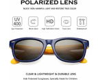 Kids Polarized Sunglasses Tpee Rubber Flexible Frame For Boys Girls,Dark Blue/Yellow, Lens_Width: 45 Millimeters