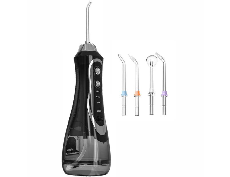Cordless Electric Water Flosser Dental Oral Irrigator Teeth Cleaning Device Teeth Cleaner with 7 Jet Tips-Black