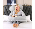 Ufurniture Pregnancy Maternity Pillow U Shaped Pregnant Nursing Feeding Sleeping Pillow Full Body Support Light Grey