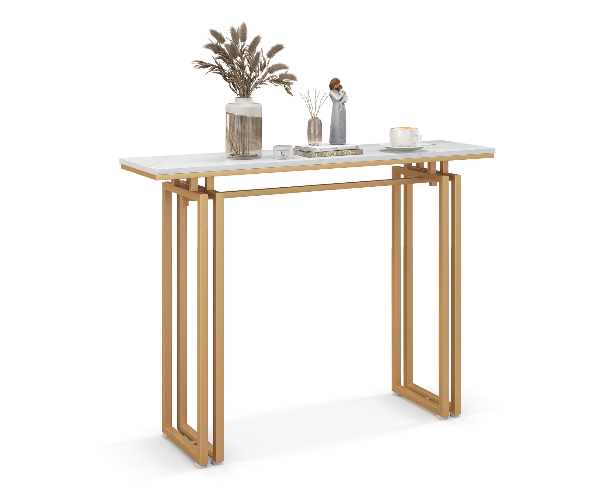 Giantex Modern Console Table Hallway Table Entryway Display Table w/Adjustable Footpads Gold