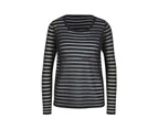 Heine - Womens Tops -  Sheer Stripe Shimmer Top - Black