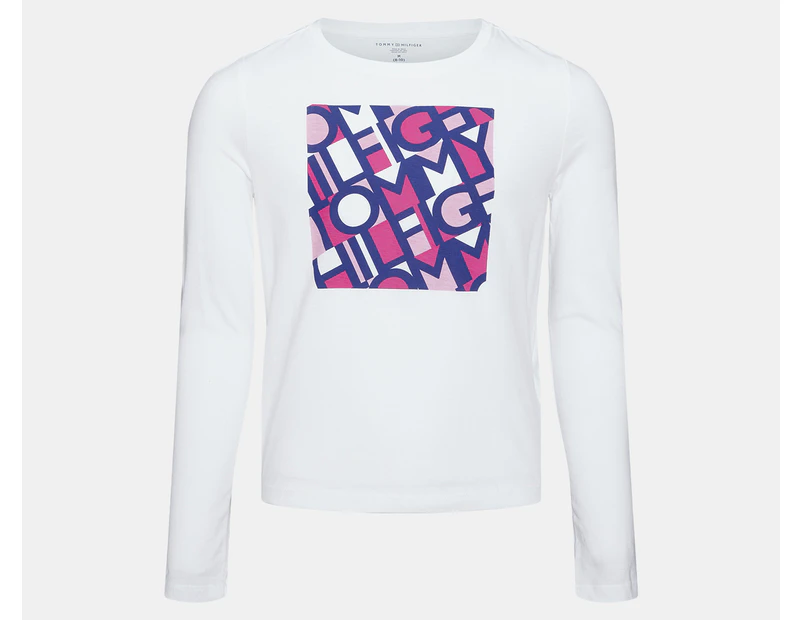 Tommy Hilfiger Girls' Sandy Long Sleeve Tee / T-Shirt / Tshirt - Fresh White
