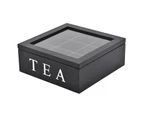 9 Cells Wooden Storage Box with Visible Lid for Tea Bag Jewelry Coffee Retro Style 23*23*9CM