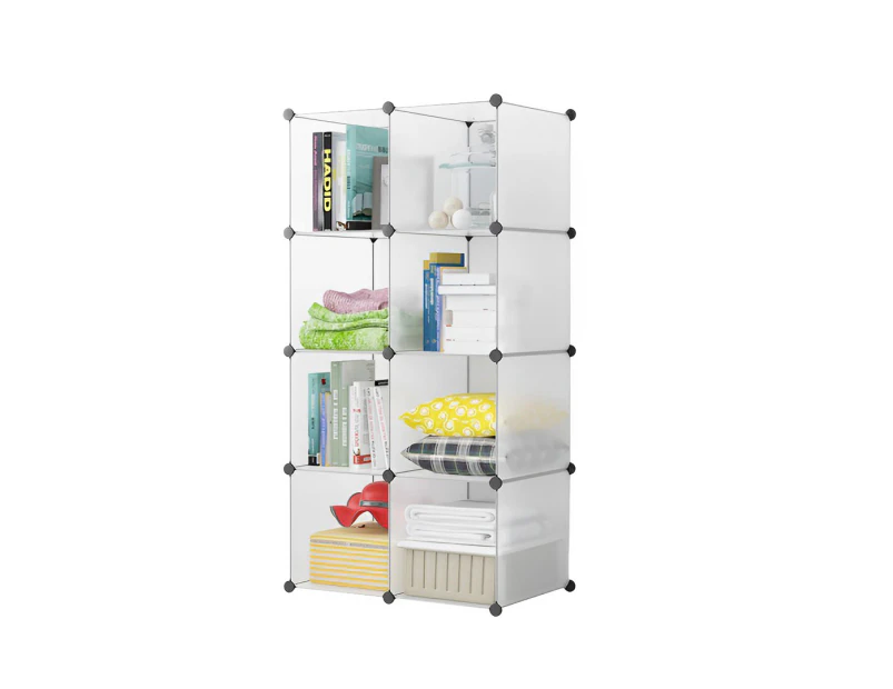 SOGA 8-Cube Transparent Shelf Box Portable DIY Storage Shelves Closet Organiser
