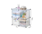 SOGA 4-Cube Transparent Shelf Box Portable DIY Storage Shelves Closet Organiser
