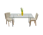 vidaXL vidaXL Dining Chairs 2 pcs Beige Fabric and Solid Oak Wood