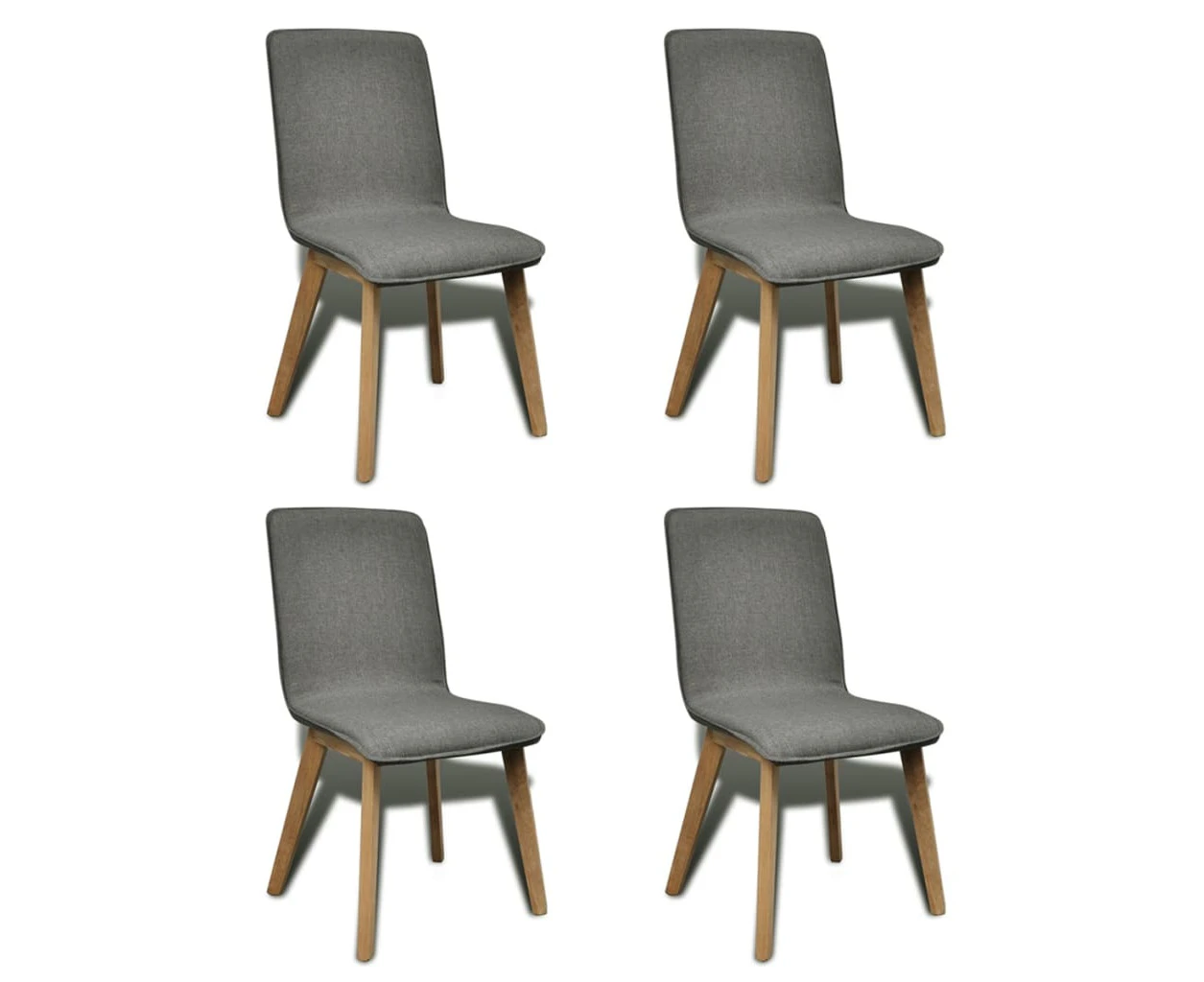 vidaXL Dining Chairs 4 pcs Light Grey Fabric and Solid Oak Wood
