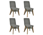 vidaXL Dining Chairs 4 pcs Light Grey Fabric and Solid Oak Wood