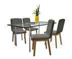 vidaXL Dining Chairs 4 pcs Light Grey Fabric and Solid Oak Wood