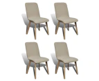 vidaXL Dining Chairs 4 pcs Beige Fabric and Solid Oak Wood