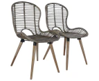 vidaXL Dining Chairs 2 pcs Brown Natural Rattan
