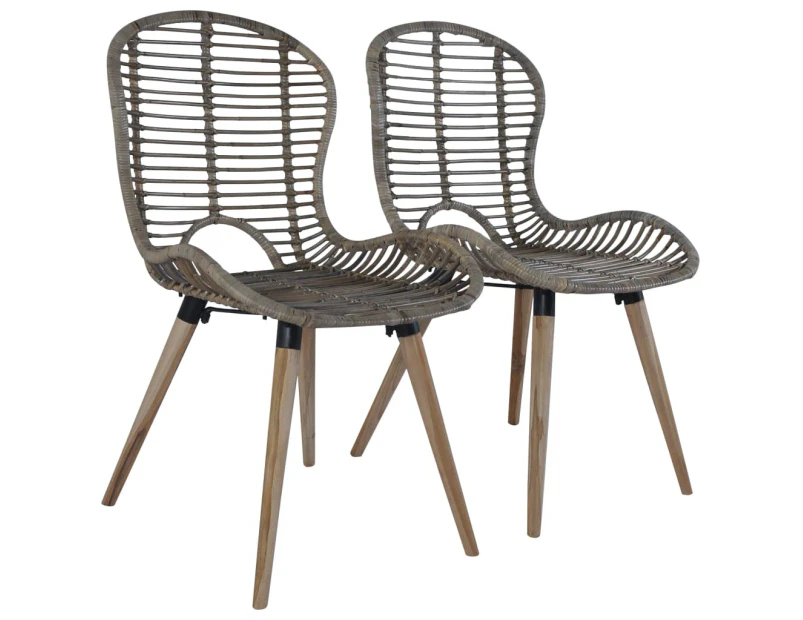 vidaXL Dining Chairs 2 pcs Brown Natural Rattan