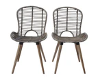 vidaXL Dining Chairs 2 pcs Brown Natural Rattan