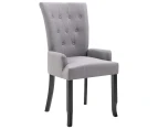 vidaXL Dining Chair with Armrests Light Grey Fabric