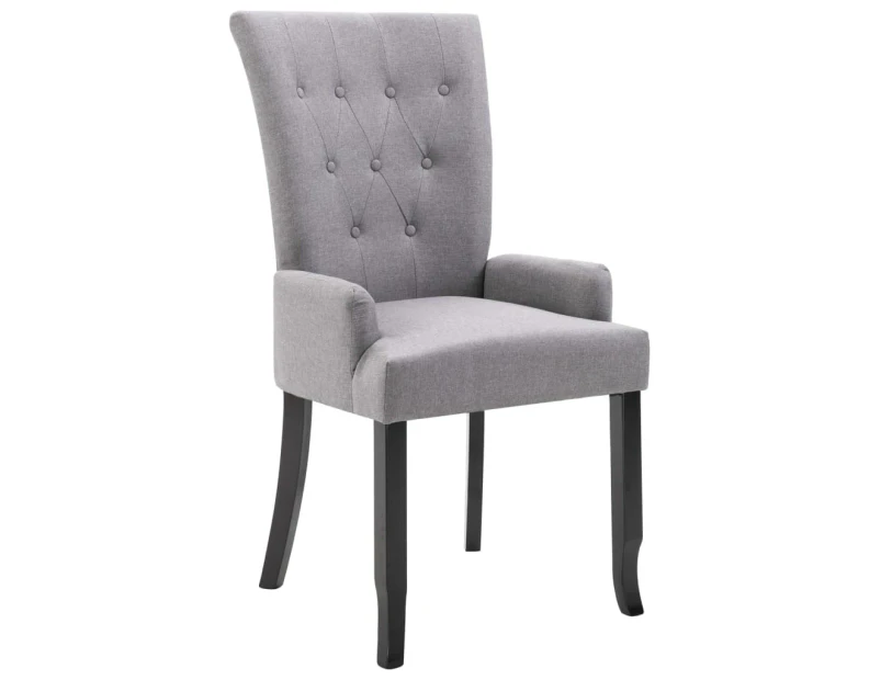 Dining Chair with Armrests Light Grey Fabric