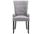 Dining Chair with Armrests Light Grey Fabric