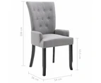 vidaXL Dining Chair with Armrests Light Grey Fabric