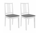 vidaXL Dining Chairs with Cushions 2 pcs White Solid Wood