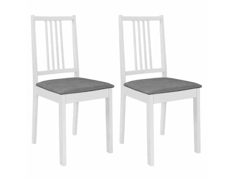 vidaXL Dining Chairs with Cushions 2 pcs White Solid Wood