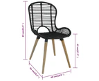 vidaXL Dining Chairs 2 pcs Black Natural Rattan