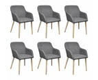 vidaXL Dining Chairs 6 pcs Light Grey Fabric and Solid Oak Wood