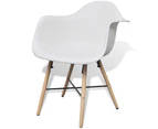 vidaXL Dining Chairs 6 pcs White Plastic and Beechword