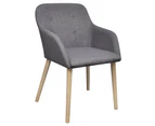 vidaXL Dining Chairs 6 pcs Light Grey Fabric and Solid Oak Wood
