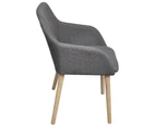 vidaXL Dining Chairs 6 pcs Light Grey Fabric and Solid Oak Wood