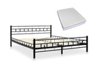 vidaXL Bed with Memory Foam Mattress Black Metal 137x187 cm Double Size