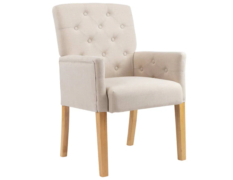 vidaXL Dining Chair with Armrests Beige Fabric