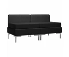 vidaXL Sectional Middle Sofas 2 pcs with Cushions Fabric Black