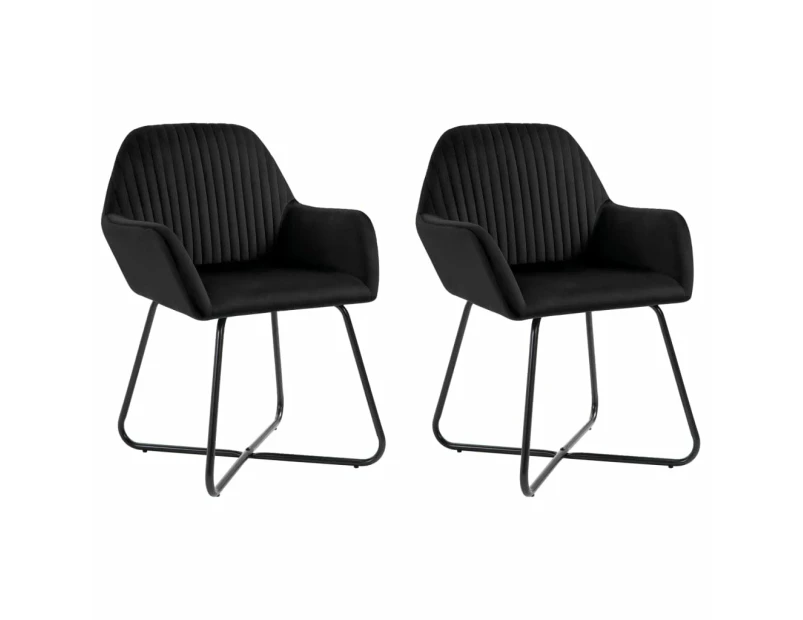 vidaXL Dining Chairs 2 pcs Black Velvet