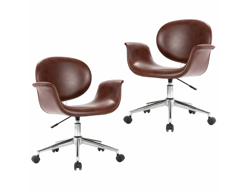 vidaXL Swivel Dining Chairs 2 pcs Brown Faux Leather