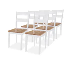 vidaXL Dining Chairs 6 pcs White Solid Rubber Wood