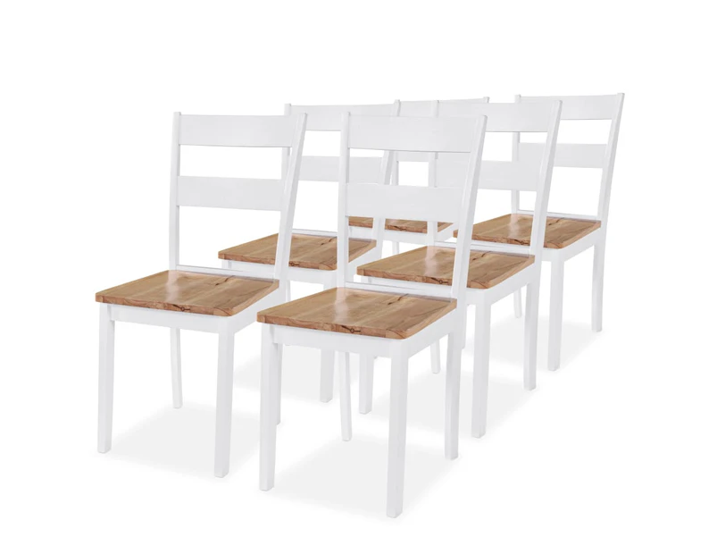 vidaXL Dining Chairs 6 pcs White Solid Rubber Wood