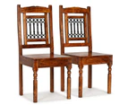 Dining Chairs 2 pcs Solid Wood with Honey-coloured Finish Classic