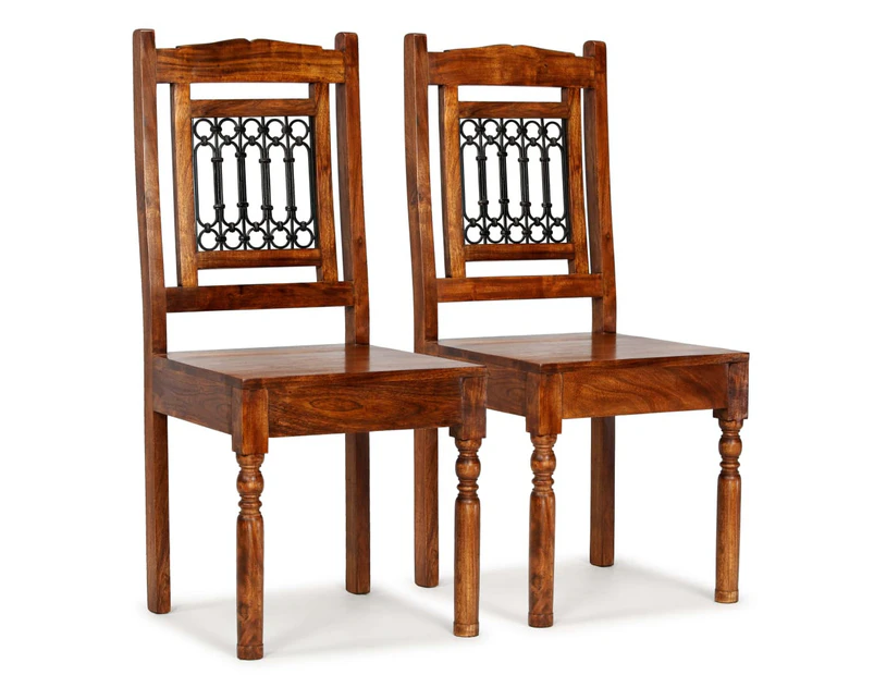 Dining Chairs 2 pcs Solid Wood with Honey-coloured Finish Classic