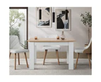 Oikiture 160cm Extendable Dining Table Kitchen Restaurant Cafe Table WoodenWhite