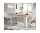 Oikiture 160cm Extendable Dining Table Kitchen Restaurant Cafe Table WoodenWhite